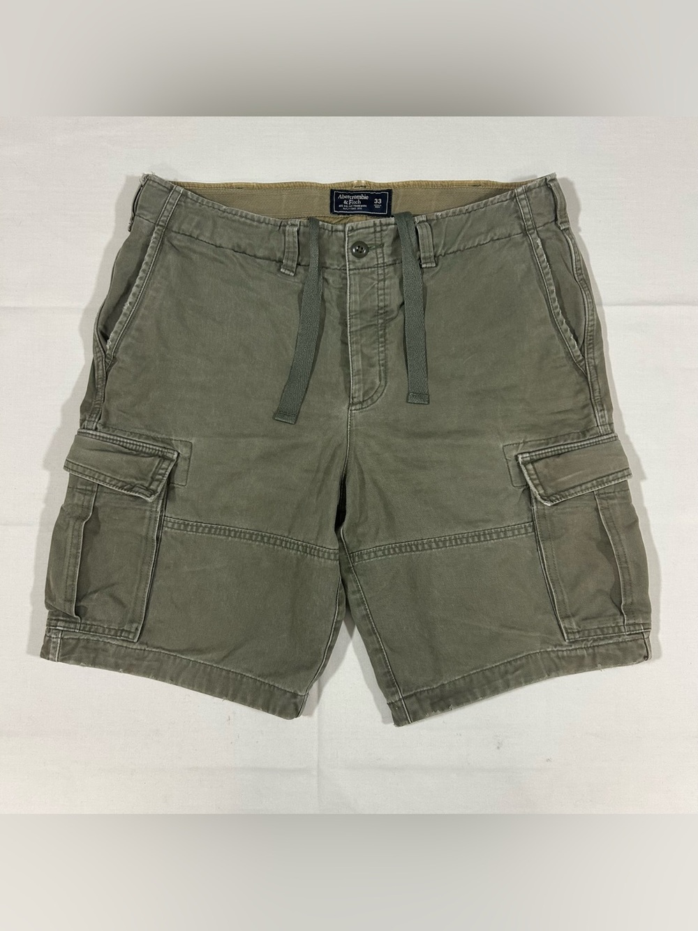 Abercrombie & Fitch Mens Sz 33 Cargo Shorts Drawstring Distressed Y2K 90s Green